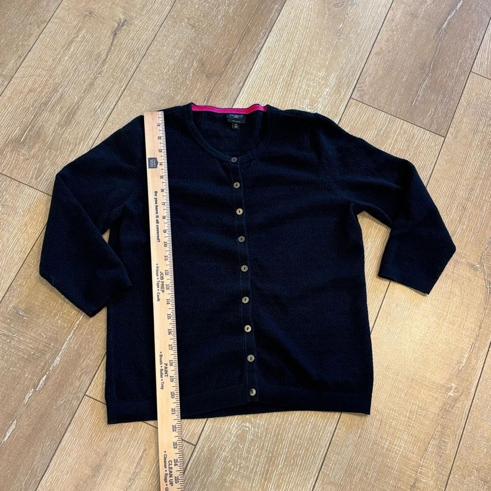 Talbots Petites Pima Cotton Cardigan – Navy with Pink Trim - Picture 4 of 6